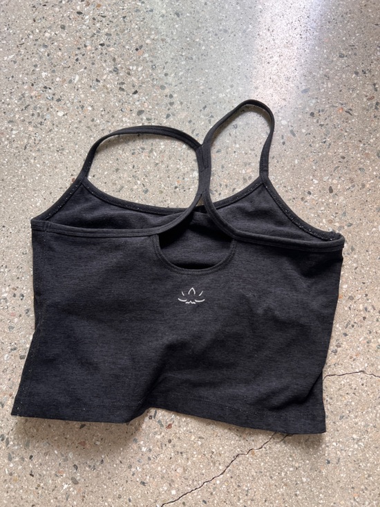 Beyond Yoga Tops - Beyond yoga S Black Cropped Strappy Tank Top with Small White Logo
